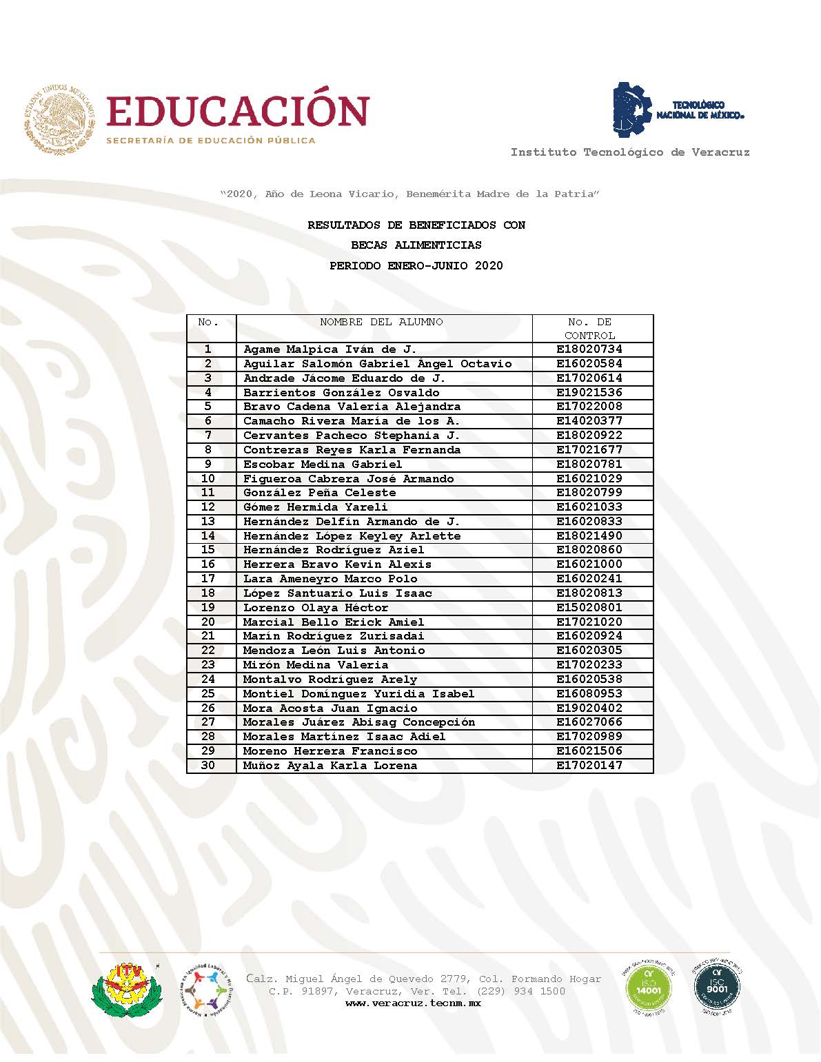 RESULTADOS BECAS 2020 Página 1